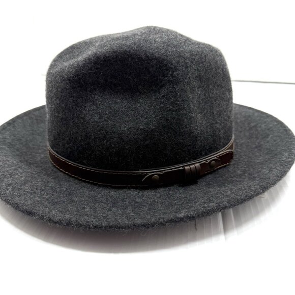 Brixton Joanna Dark Grey Felt Fedora Hat Medium Packable Wide Brim Wool NWT - Picture 1 of 7